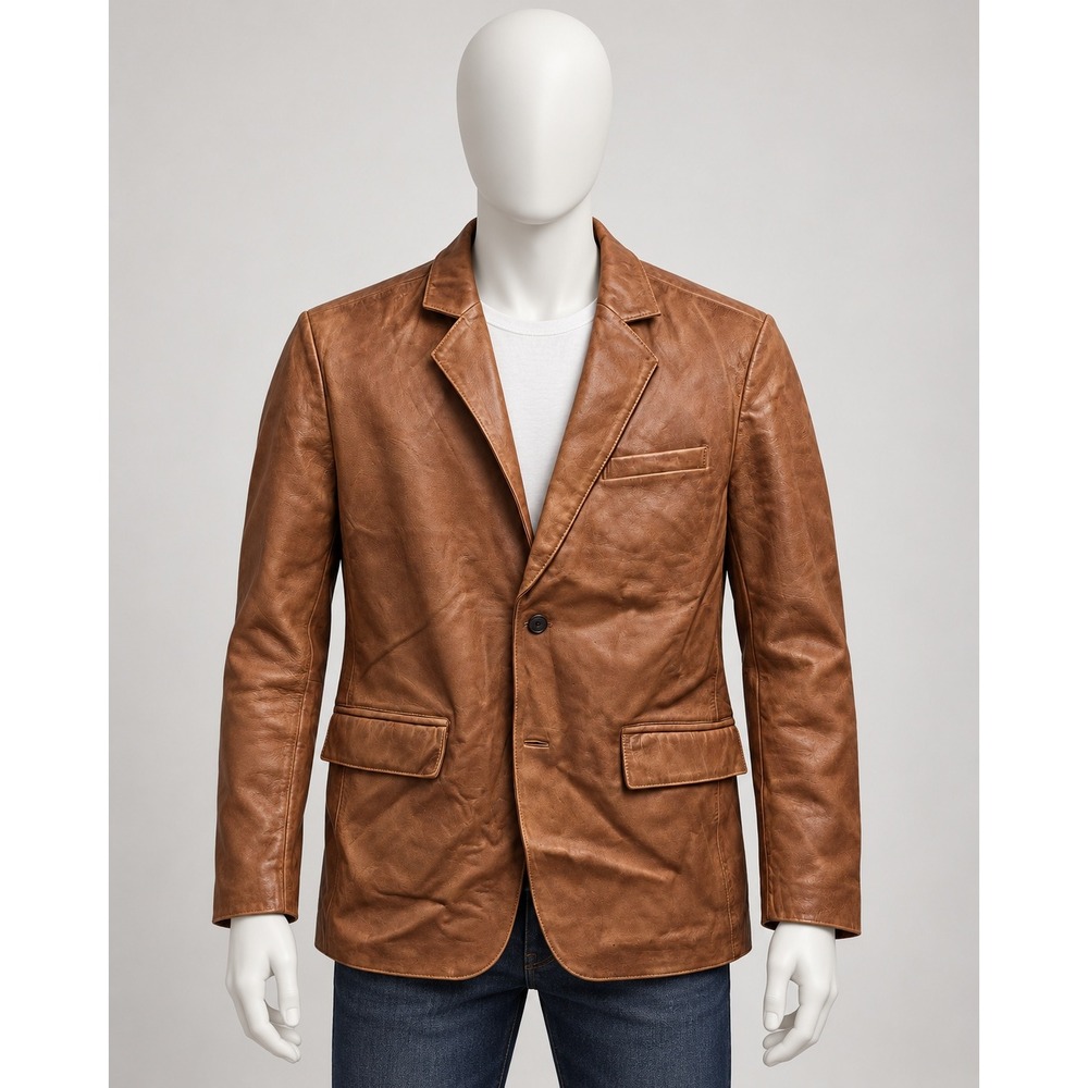 Real leather brand brown leather blazer jacket